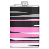 Roze zwart en wit Abstract Heupfles (Voorkant)