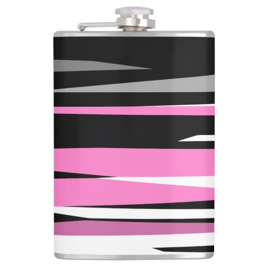 Roze zwart en wit Abstract Heupfles (Voorkant)