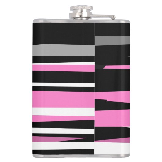 Roze zwart en wit Abstract Heupfles (Achterkant)