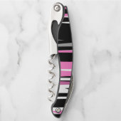 Roze zwart en wit Abstract Kurkentrekker (Voorkant)