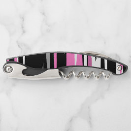 Roze zwart en wit Abstract Kurkentrekker