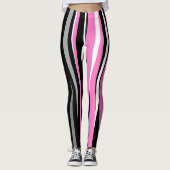 Roze zwart en wit Abstract Leggings (Voorkant)