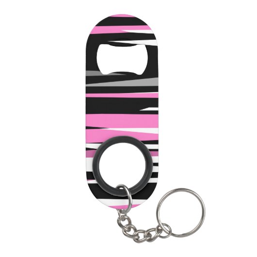 Roze zwart en wit Abstract Mini Flessenopener (Achterkant)