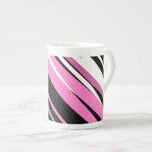 Roze zwart en wit Abstract Porselein Kop (Voorkant rechts)