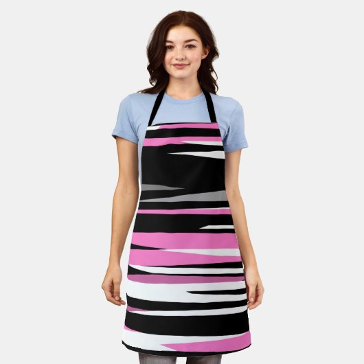 Roze zwart en wit Abstract Schort (Gedragen)