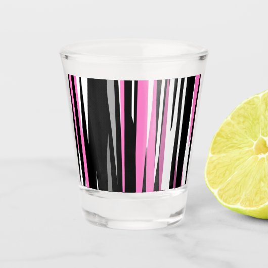 Roze zwart en wit Abstract Shot Glas (Voorkant)