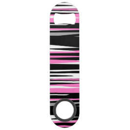 Roze zwart en wit Abstract Speed Flessenopener