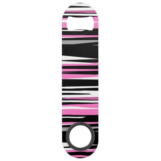 Roze zwart en wit Abstract Speed Flessenopener (Voorkant)