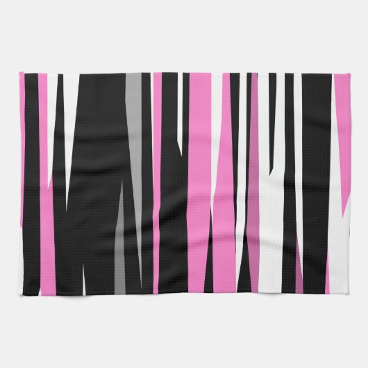 Roze zwart en wit Abstract Theedoek (Horizontaal)