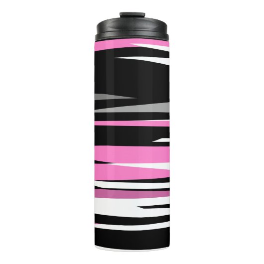 Roze zwart en wit Abstract Thermosbeker (Voorkant)