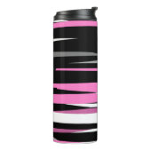 Roze zwart en wit Abstract Thermosbeker (Gedraaid links)