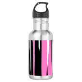 Roze zwart en wit Abstract Waterfles (Voorkant)