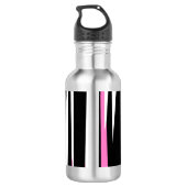 Roze zwart en wit Abstract Waterfles (Achterkant)