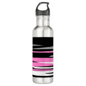 Roze zwart en wit Abstract Waterfles (Voorkant)