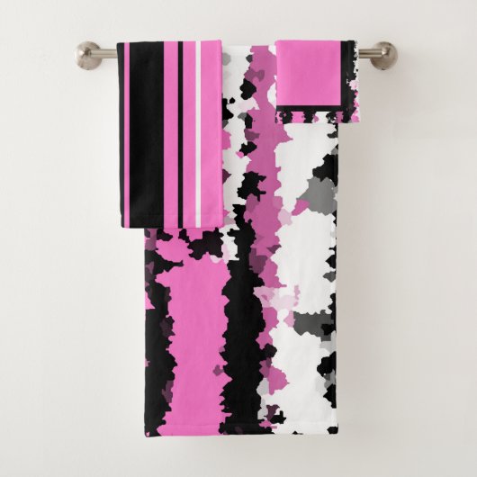 roze zwart en wit bad handdoek (Insitu)