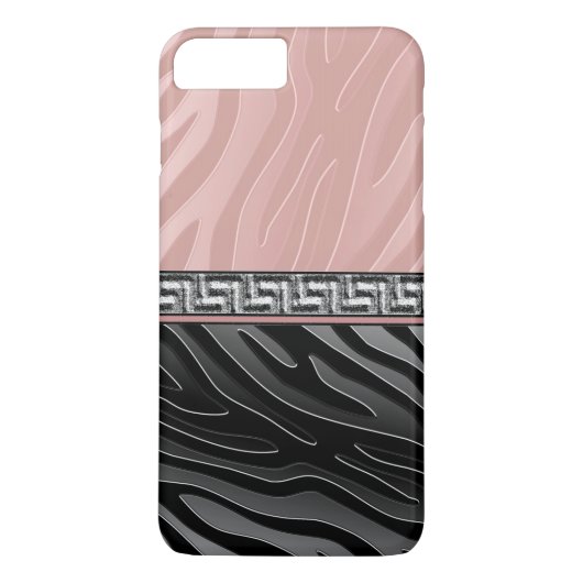 Roze Zwart en Wit Chroom Zebra Streep Griekse Sleu Case-Mate iPhone Case (Achterkant)