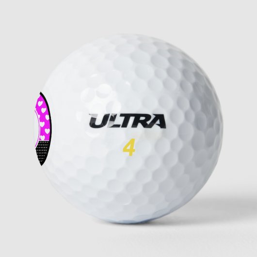 Roze, zwart en wit custom monogram golfballen (Logo)