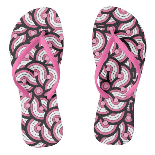 roze, zwart en wit geometrisch teenslippers (Voetbed)
