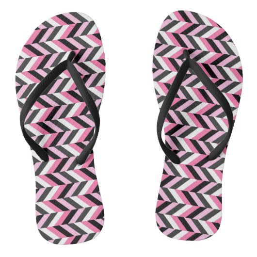 Roze Zwart en Wit Geometrisch Teenslippers (Voetbed)