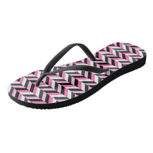 Roze Zwart en Wit Geometrisch Teenslippers