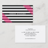 Roze zwart en wit gestreept modern Salon & Spa Visitekaartje (Voorkant / Achterkant)
