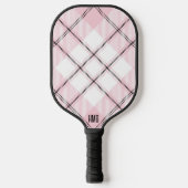 Roze Zwart en Wit Plaid Gepersonaliseerd Pickleball Paddle (Voorkant)
