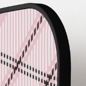 Roze Zwart en Wit Plaid Gepersonaliseerd Pickleball Paddle (Links Detail)