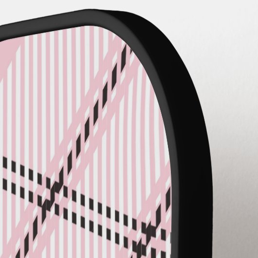 Roze Zwart en Wit Plaid Gepersonaliseerd Pickleball Paddle (Links Detail)