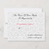 Roze, zwart en wit RSVP-kaarten RSVP Kaartje (Achterkant)