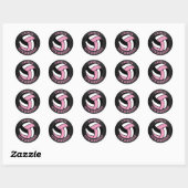 Roze, Zwart en Wit Volleybal Verjaardag Ronde Sticker (Vel)