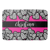 Roze zwart en wit zebra patroon hart naam badmat (Voorkant)