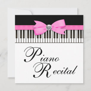 Roze Zwart en Witte Pianotoetsen Uitnodiging voor