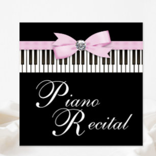 Roze Zwart en Witte Pianotoetsen Uitnodiging voor