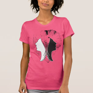 Roze zwart en witte twee vlakken t-shirt