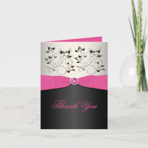 Roze, Zwart en Zilver Bedankkaart