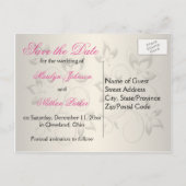Roze, Zwart en Zilver Save the Date Briefkaart (Achterkant)