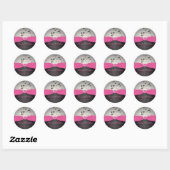 Roze, Zwart, en Zilveren Bruiloft Sticker (Vel)