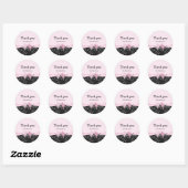 Roze & Zwart Faux Glitter Look Bow Chique Glam Ronde Sticker (Vel)