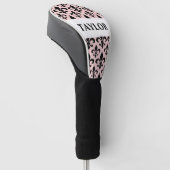 Roze Zwart Fleur De Lis gepersonaliseerd Golfheadcover (Schuin)