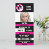 Roze Zwart Football Ticket Verjaardagsfoto Kaart (Staand voorkant)