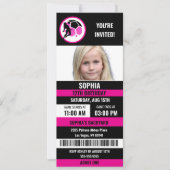 Roze Zwart Football Ticket Verjaardagsfoto Kaart (Voorkant)
