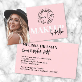 Roze Zwart Foto Logo Make-up Visitekaartje