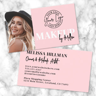 Roze Zwart Foto Logo Make-up Visitekaartje