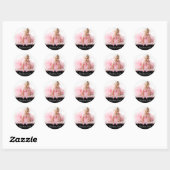 Roze Zwart Foto Verjaardagsfeestje Stickers (Vel)