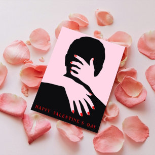 Roze & Zwart Fotopaar Rode Typografie Partner Feestdagen Kaart