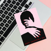 Roze & Zwart Fotopaar Rode Typografie Partner Feestdagen Kaart