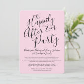 Roze zwart gelukkig ooit na het bruiloft kaart (Staand voorkant)