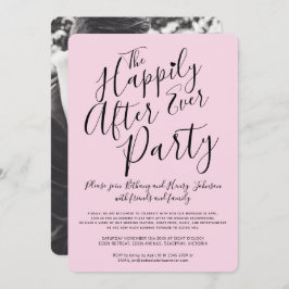 Roze zwart gelukkig ooit na het bruiloft kaart