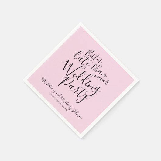 Roze zwart gelukkig ooit na het bruiloft servet (Hoek)