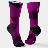 Roze zwart geometrisch mesh patroon sokken (Gebogen)